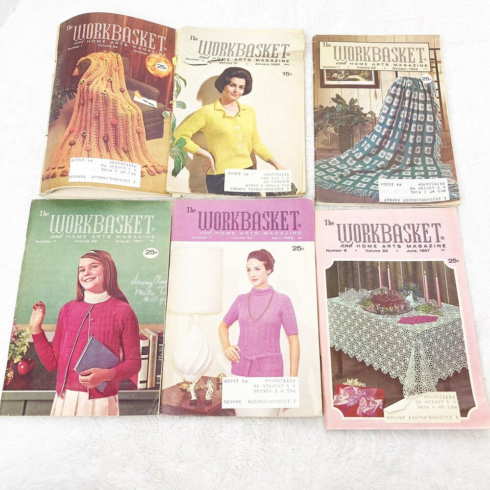 Workbasket Magazines Lot of 6 Issues Home Craft 1966-68 Vintage Patterns